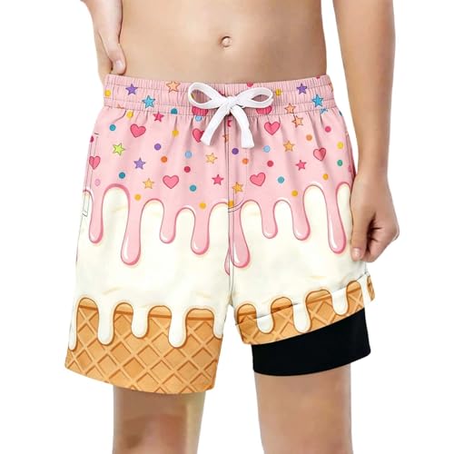 Short de bain garçon à séchage rapide avec boxer de compression intégré pour piscine publique