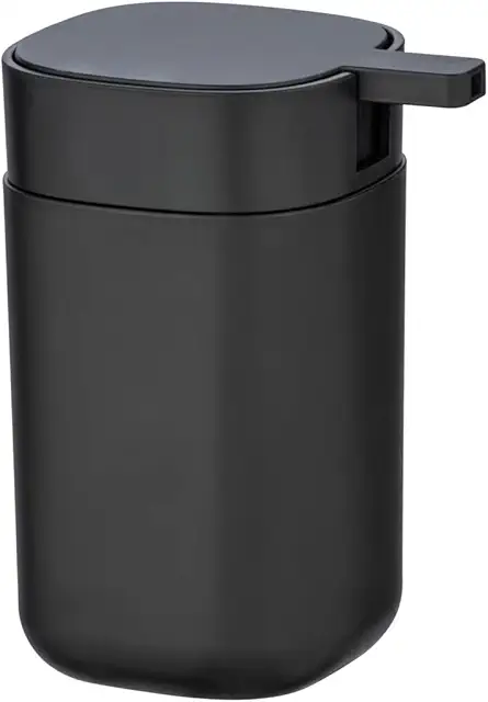 WENKO Davos Soap Dispenser - Black Refillable Zeep Pompje for Modern Bathrooms