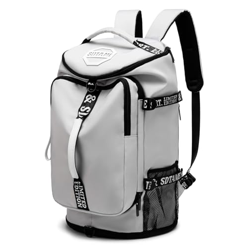 Gym Duffle Bag Backpack with Shoe Compartment 4 ways Travel Backpack for Women and Men Multi-Functional bag with Waterproof Layer&Laptop Compartment for Fitness Travel Camping(Grey)