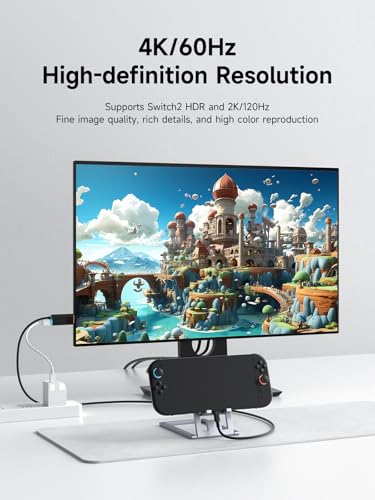 Image of Hagibis Switch2 Dock for Nintendo Switch1 /2 & Switch OLED, USB C to HDMI Cable Adapter with 4K@60Hz HDMI, 100W PD, Type-C to HDMI Adapter for Laptop, Tablet, SteamDeck, ROG Ally (Black 4K@60Hz)