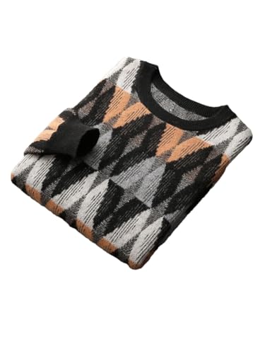 Men's Round Neck Soft Sweater Contrast Color Casual Business Thick Bottom Large Size Pullover