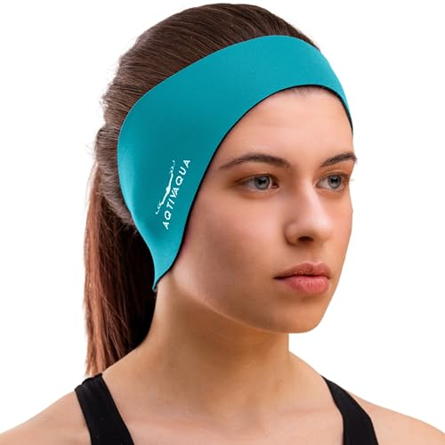 AqtivAqua Swimming Headband Swim Ear Band Protection Cover Swim Headband for Kids Adults Men Women Toddlers Ear Plugs in (Color: Green Size: X-Large)