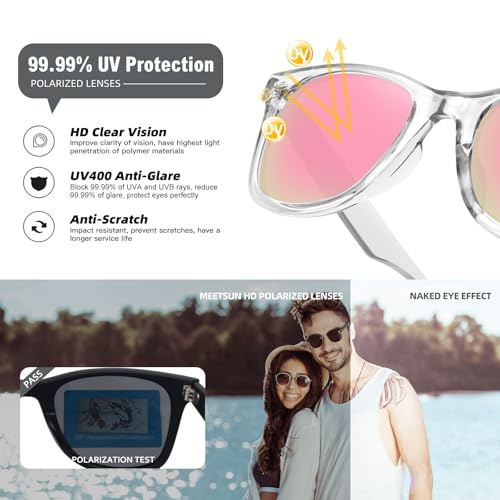 Image of MEETSUN Polarized Sunglasses for Women Men Classic Retro Square Frame Driving Sun Glasses UV Protection