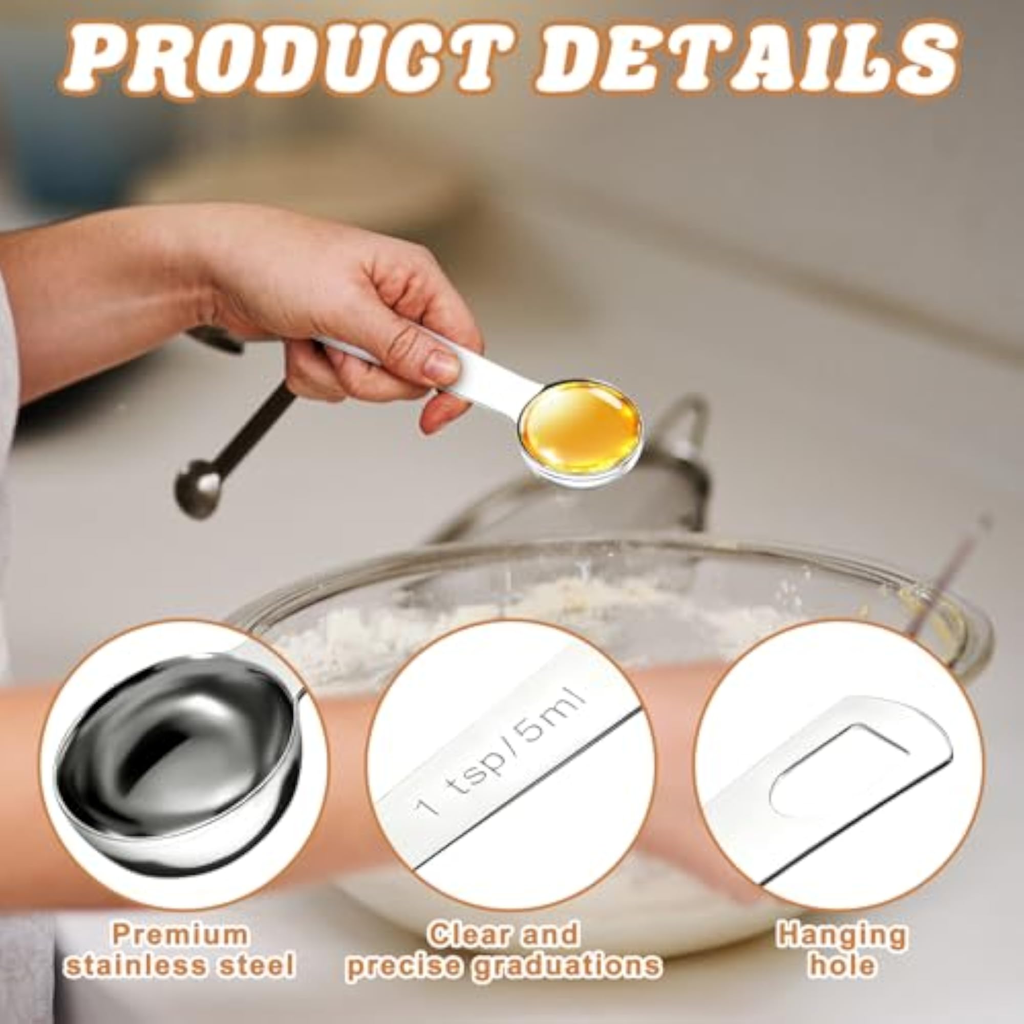 3 PCS Stainless Steel Teaspoon Measuring Spoons Set