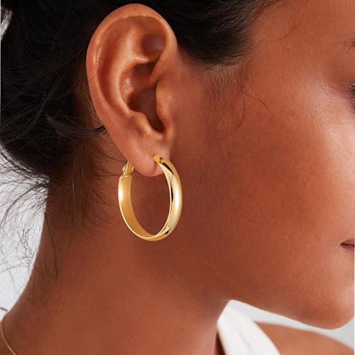 Image of Gacimy Gold Hoop Earrings for Women with 925 Sterling Silver Post