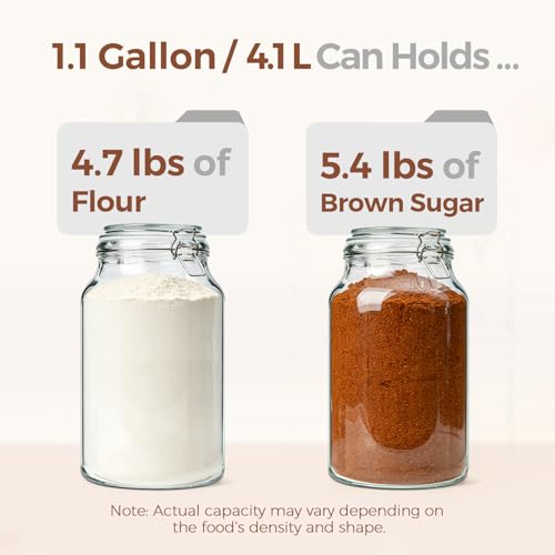 Image of ComSaf Large Glass Jars with Airtight Lids 1.1 Gallon 2 Pack Wide Mouth | BPA-free food-grade glass, wire clamp seal, wide mouth, 138 oz, bulk flour & sugar, rice, kimchi prep, large mason jar