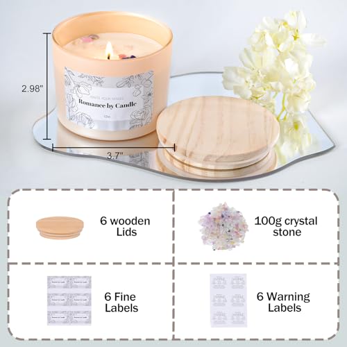 6Pcs Assorted Camel Candle Jars for Making Candles, 12oz Empty Candle Jars with Bamboo Lids,Labels and 100g Crystal Rocks, Glass Jars for Candle Making Supplies, Candle Containers for DIY Gifts - Image 4