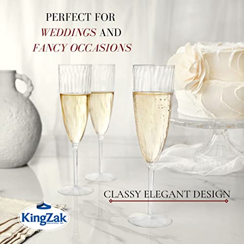 Lillian Tablesettings 96 Count Premium Champagne Flutes 6 oz. Clear Hard Plastic 1-Piece Disposable Glasses, Value Box - Thumbnail 4