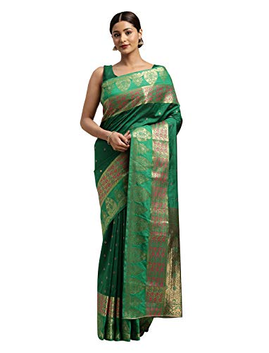 Image of EthnicJunction Women's Silk Woven Saree With Blouse Piece