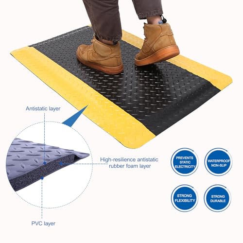 Tapis caoutchouc isolant électrique noir imperméable antidérapant 450x600x30mm