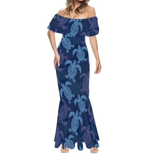 Image of Polynesian for Women S-7XL Off Shoulder Maxi Dress Hawaiian Summer Dresses