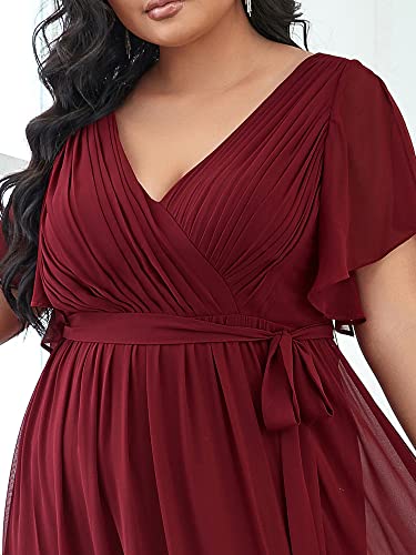 Image of Ever-Pretty Plus Women's Chiffon Bridesmaid Dress A-Line Empire Waist Floor Length Plus Size Formal Wedding Guest Dresses