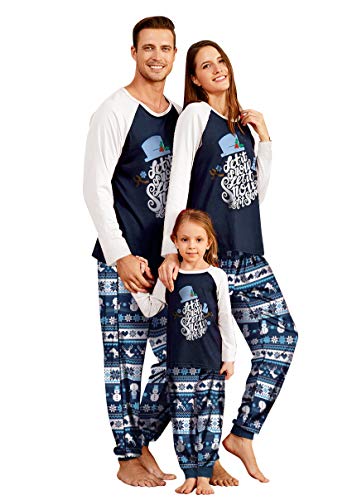 IFFEI Matching Family Pajamas Sets Christmas PJ's with Letter and Snowflake Printed Long Sleeve Tee and Pants Loungewear Men: XL