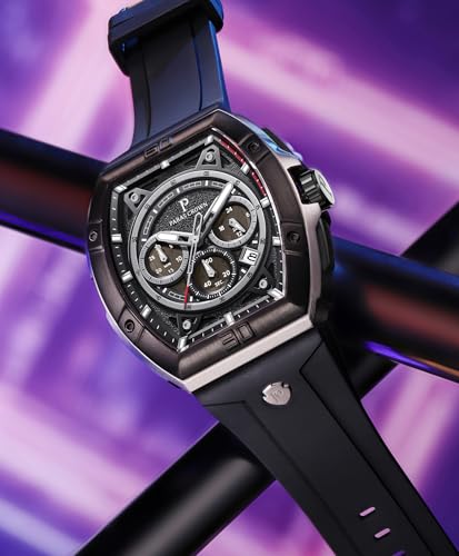 Image of Paras Crown Watches for Men Tonneau 5ATM Waterproof Quartz Luxury Chronograph Analog Men's Wrist Watches Stainless Steel Case Mens Watches