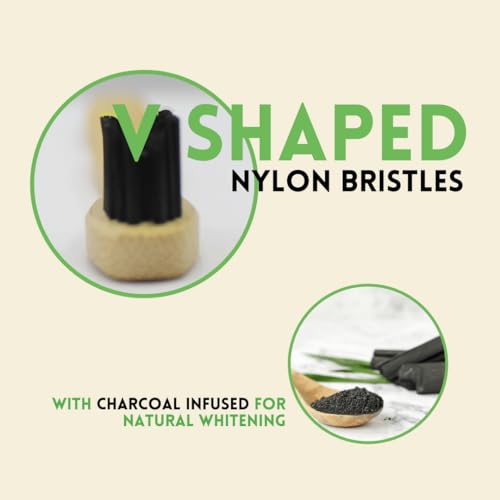Image of Orthodontic Oral Care Combo | 2 Bamboo Orthodontic Toothbrushes for Braces with 3 Bamboo Tongue Cleaners | Activated Charcoal Soft Bristles