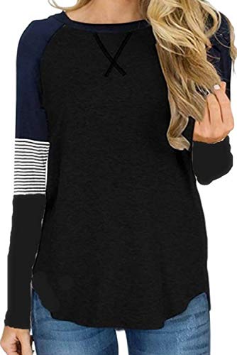 ANFTFH Damen Gestreiftes Langarmshirt Schwarz M Cover