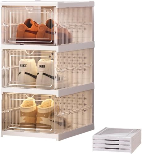 Caja de zapatos transparente y plegable - Zapatero de plástico ap...