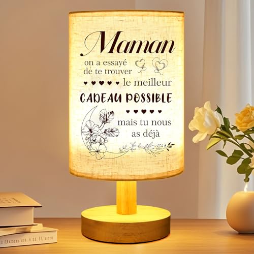 Linkax Cadeau Maman Noel, Lampe de Table Cadeaux Anniversaire Maman Mamie Cadeaux de Noël pour Maman de Fille Fils Grand-mère Personnalisé Cadeau Fete des Meres Original