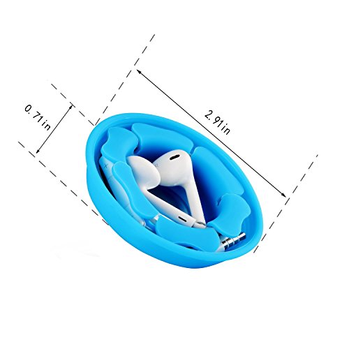 Earbud Holder Cord Wrapper Organizer, Mairui Tangle-Free Silicone Magnetic Earphone Winder Carrying Case (Blue) #TOP3