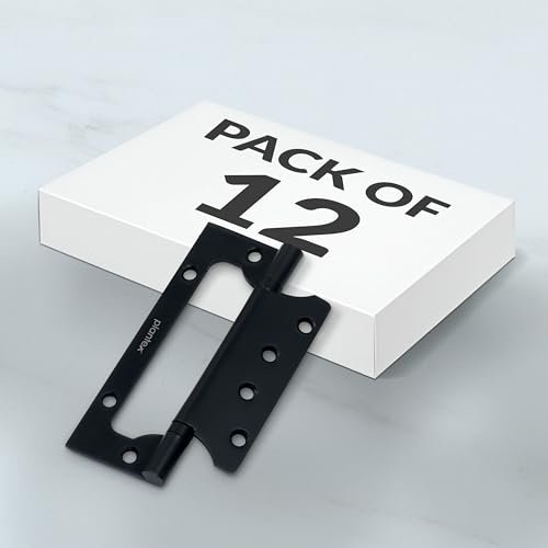 Image of Plantex Butterfly Hinges for Door /Stainless Steel Door Hinges /5 Inch x 14 Gauge Hinge /2.5 mm Hinges for Home /Office /Hotel /Non-Mortise Hinge - Pack of 12 (Black)