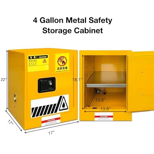 Armário de armazenamento de segurança de metal de 4 galões, armário de armazenamento bloqueável para