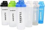 Hoople Protein Shaker Bottle, Gym Sports Water Bottle, Smoothie Mixer Cups, BPA Free, Flip Lid with Powerful Blending Ball Included, 24-Ounce (4 Pack O/N/A/G)