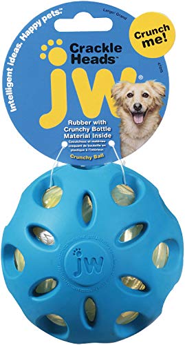 JW Bola Crackle Ball Para Cães, Azul, Grande