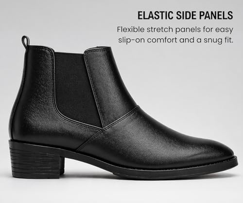 Image of Kraasa Men's Height Increasing Chelsea Boots | PU Leather Slip-On Ankle Boots | Comfortable Formal & Smart Casual Footwear