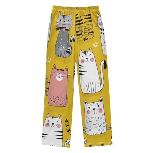 Kitten Cats Print Boys Long Pants Soft Trousers Elastic Waist Kids Lounge Bottoms with Pockets S-XL2