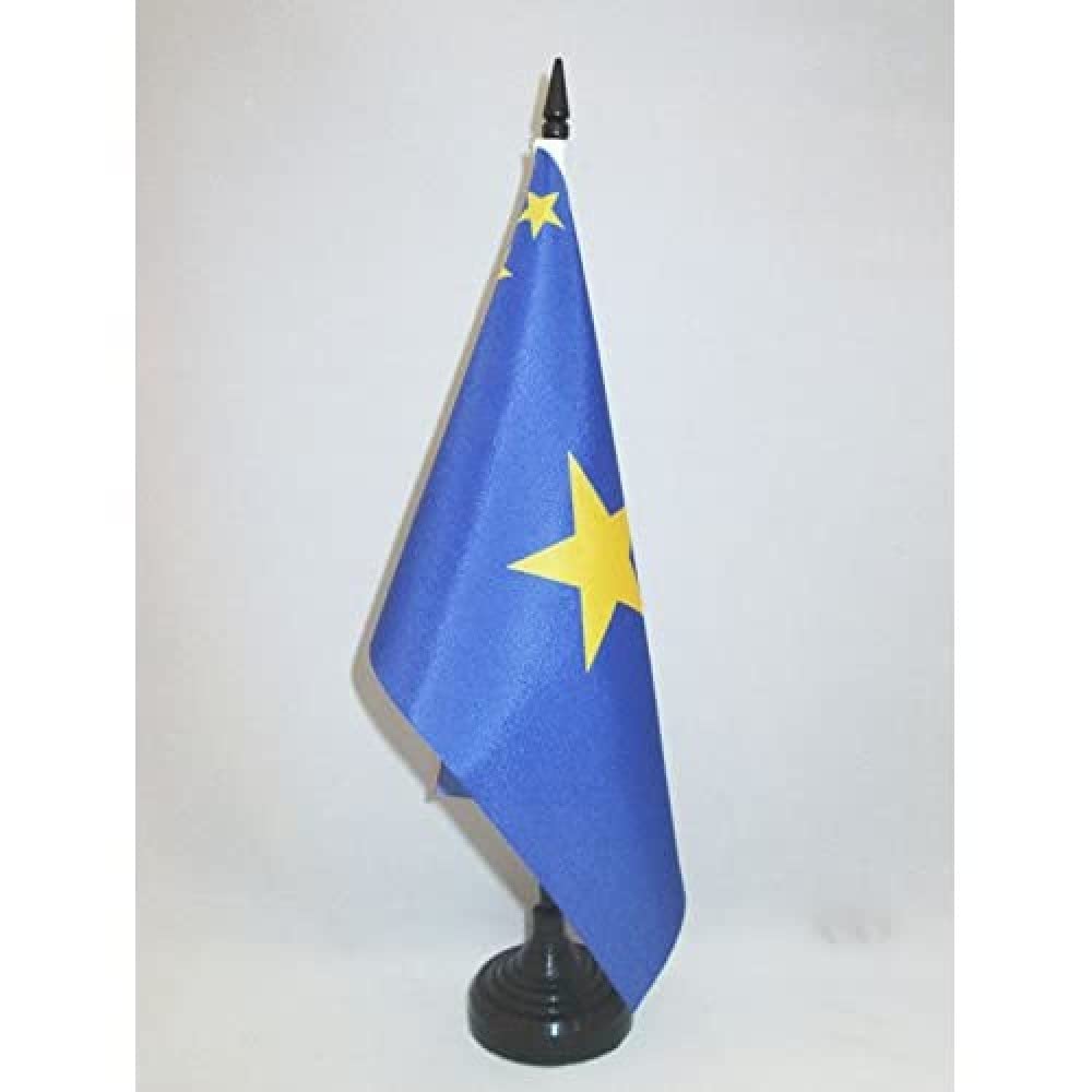 AZ FLAG Republic of Congo-Leopoldville Table Flag 5'' x 8'' - Congolese Office Decoration 100% Polyester 21 x 14 cm - Mini Desk Flag with Pole and Black Plastic Base