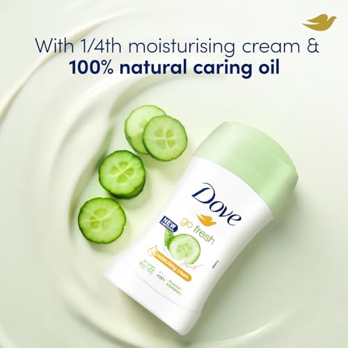 Image of Dove Go Fresh Cucumber & Green Tea Antiperspirant Deodorant Stick | 48-Hour Protection | 1 /4th Moisturising Cream & 100% Natural Caring Oil | 40ml