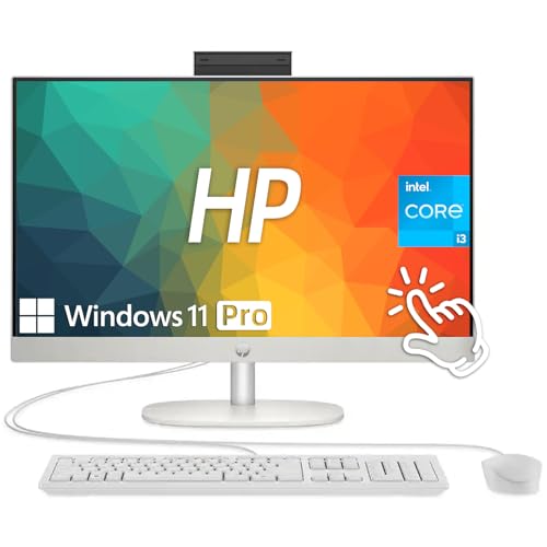 Image of HP 24 inch All-in-One Desktop Computer, FHD IPS Display, Touch Screen, Intel Core i3, 8GB DDR4, 512GB SSD, Intel UHD Graphics, HDMI, USB-C /A, RJ45, Keyboard & Mouse, Anti-Glare, WiFi6, Win 11 Pro