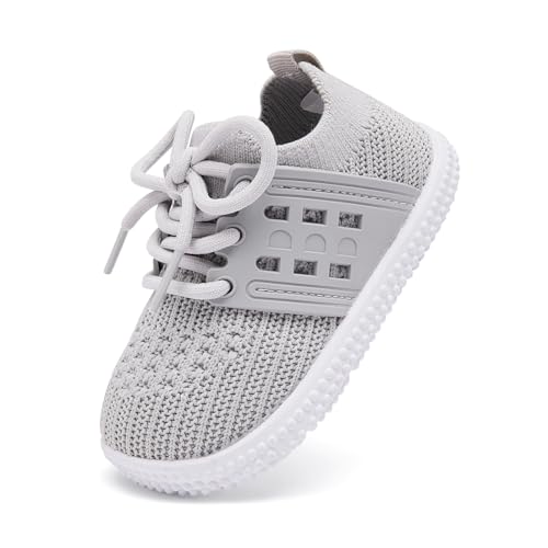 Image of BMCiTYBM Baby First Walking Shoes Boys Girls Infant Sneakers Breathable 6 9 12 18 24 Months Grey Size 6-12 Months Infant