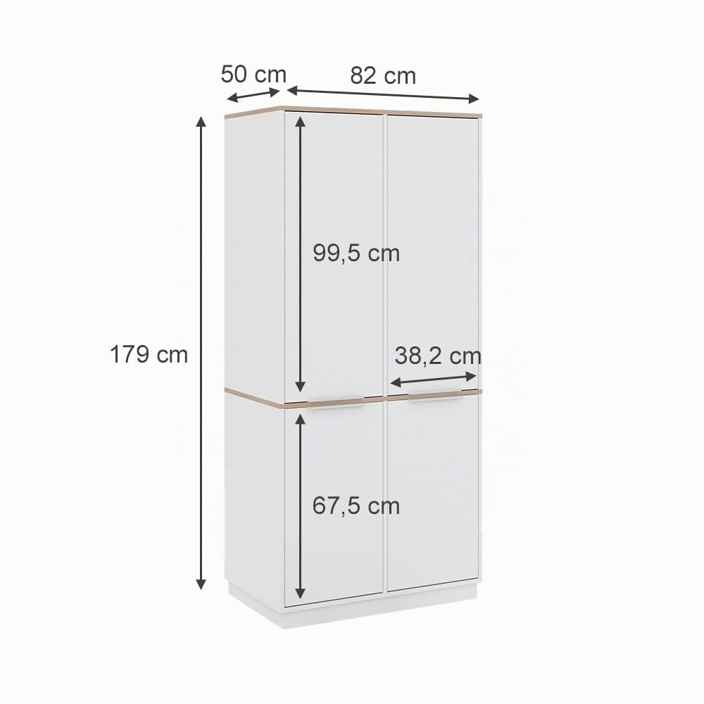 Vicco Étagère à dossiers Betti, Blanc/Sonoma, 82x179cm avec 6 étagères, pour Le Rangement des vêtements et Compatible avec des Meubles de la même série