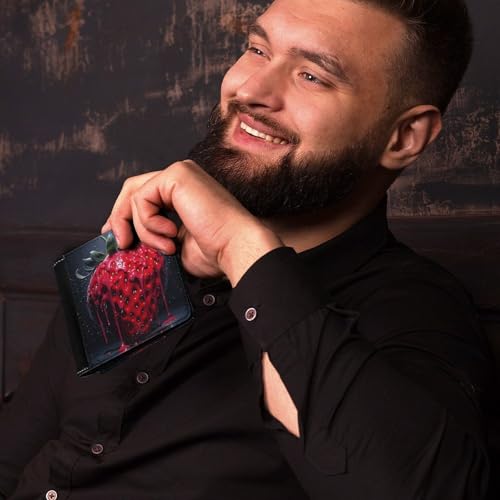 Bright Red Strawberries Men Wallet Slim Thin Credit Card Women Money Clip Leather Bifold Front Pocket Wallets4