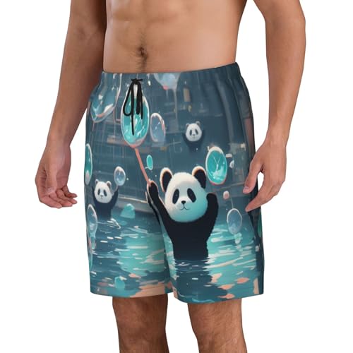 Panda Playing in a Pool Men Beach Pants â€“ Swim Trunks for Men,Quick-Dry and Comfortable, Suitable for Beach, Surf, and Everyday Wear Black2