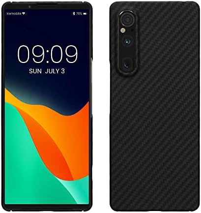 kalibri Aramid Fiber Case Compatible with Sony Xperia 1 V - Case Super Slim Strong Protective Phone Cover - Black Matte
