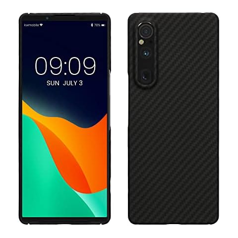 kalibri Aramid Fiber Case Compatible with Sony Xperia 1 V - Case Super Slim Strong Protective Phone Cover - Black Matte Cover