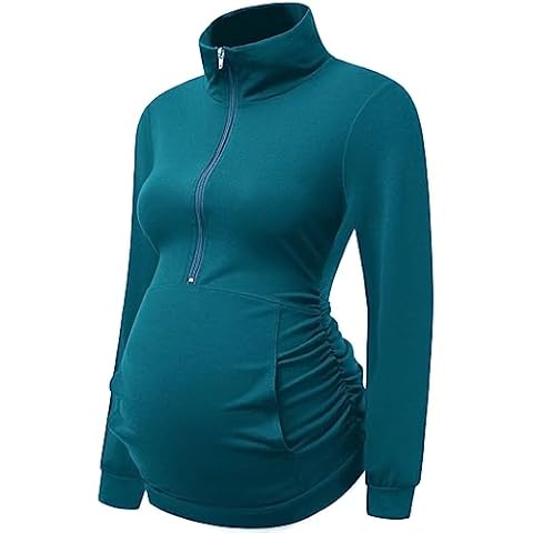 DEBELLY Maternity Zipper Sweatshirt with Pocket Cover