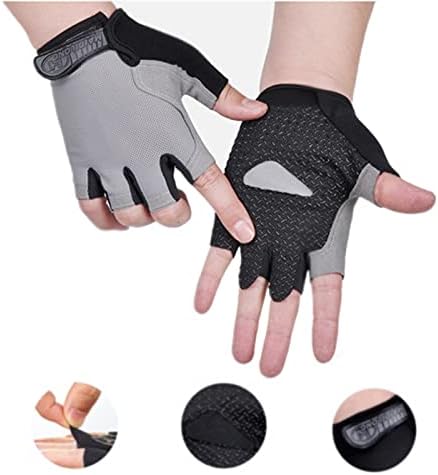 Upwsma Half Finger Cycling Gloves, Workout Gloves,Bicycle Gloves Mountain Bike Gloves – Anti Slip/Shock Absorbing Padded Breathable Short Sports Gloves for Men/Women (Basic Gray, M)