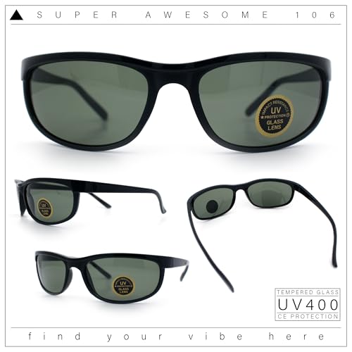 Mens Tempered Glass Plastic Biker Style Rectangular Oval Sunglasses4