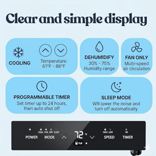 Lifemaster LMPAC8 8,000 BTU Air Conditioner with Digital Remote for Room up to 350 Sq.Ft, 3-in-1 Portable AC Unit with with Installation Kit for Home/Office/Dorms, White by Lifemaster - Used condition - Image 5