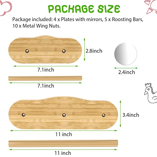 Image of Bamboo Chick Perch with Mirror and Mini Roosting Bar Set for coop and brooder(2 Pack), Training Perch for Large Bird, Hens, Parrots, Macaw, Easy to Assemble and Clean,Fun Toys for Chicken