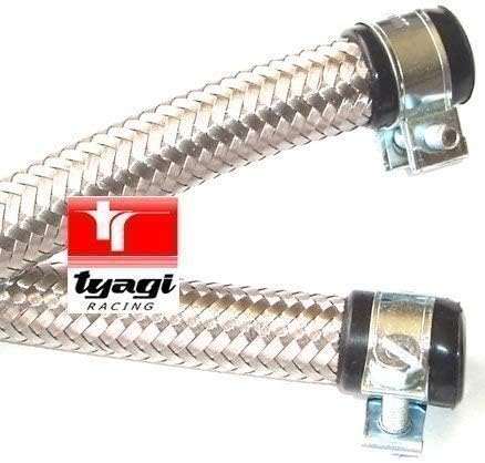 Tyagi Racing 8mm Stainless Steel Braided Rubber Fuel Hose Line Length 100mm