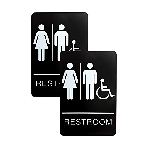 Unisex Men And Women Handicapped Bathroom And Restroom Signs - ADA Approved Public