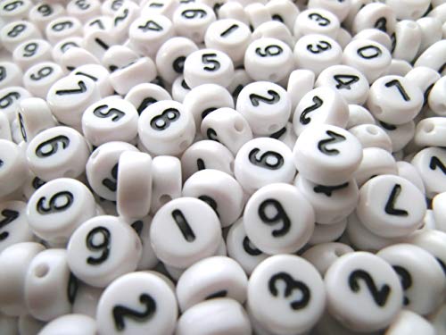 Zahlenperlen Mix 0-9 rund 7mm Perlen Buchstabenperlen (250 Zahlenperlen Mix 0-9 #8) Cover