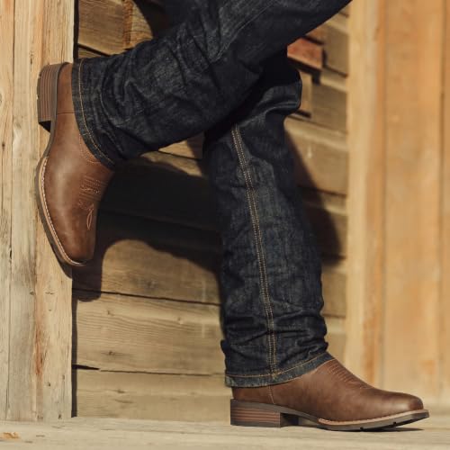 Image of Suokdil Cowboy Boots for Men - Men's Western Boots with Embroidery, Slip Resistant Square Toe Chunky Heel, Durable and Fashionable Retro Classic Footwear for Spring and Fall