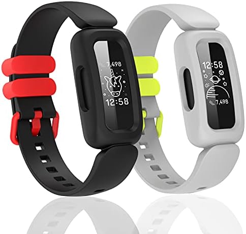 Compatible with Fitbit Ace 3 Silicone Bands (Black Gray)