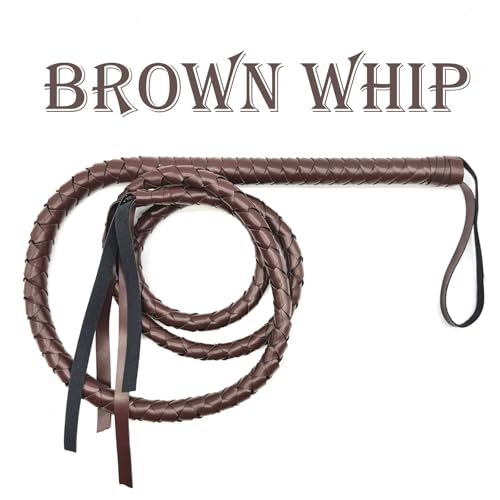Brown Whip for Halloween Costume - 6.5 Feet PU Leather Whip, Cat Woman Lion Tamer Cowboy Costume Accessories for Adult Women Men Cosplay2
