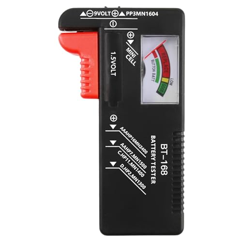Analogue Battery Tester, Universal Battery Checker No Batteries Required BT-168 Household Battery Testers Multi Size Battery Tester Checker for AA AAA C D 9V 1.5V Button Cell Batteries